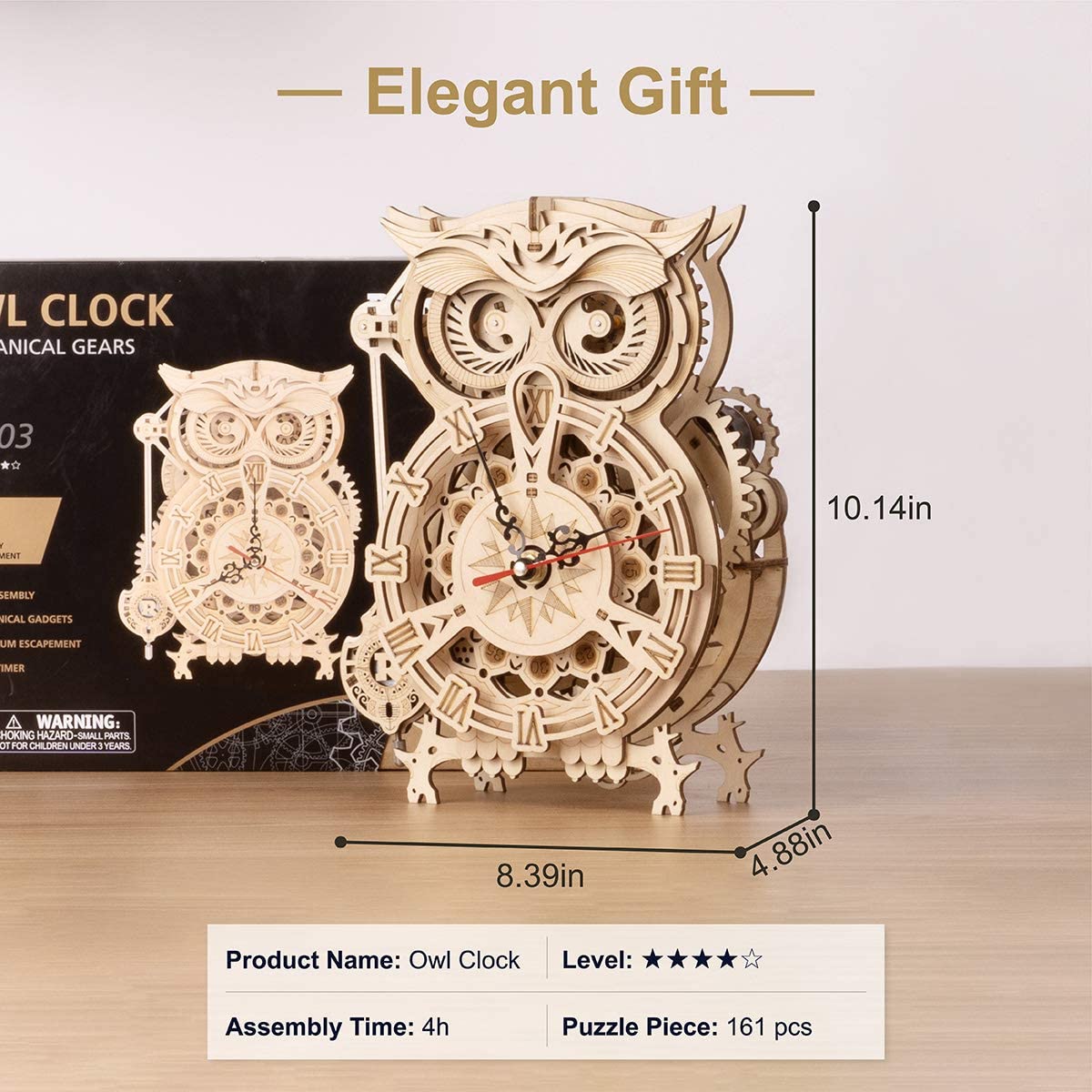 3D Wooden Puzzles ROKR Owl Clock Puzzle Manufacturers